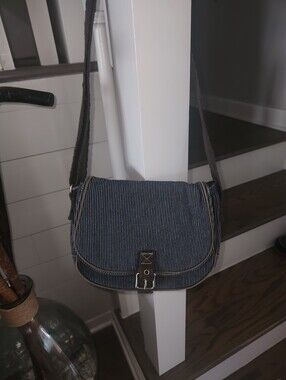 Thirty-One Striped Navy Crossbody Bag